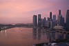 Marina Bay at sunrise with "Wishing Spheres" floating, awaiting New Year's Eve. .... Photographed by Jack Ebey